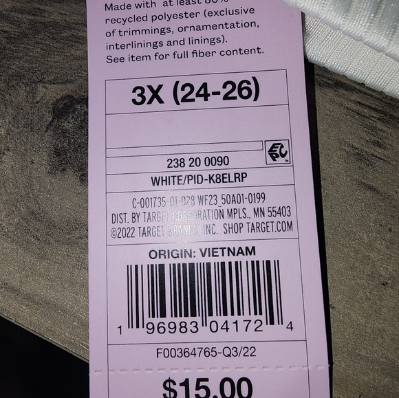 New Wild Fable 3X White bathing suit top - Picture 3 of 3